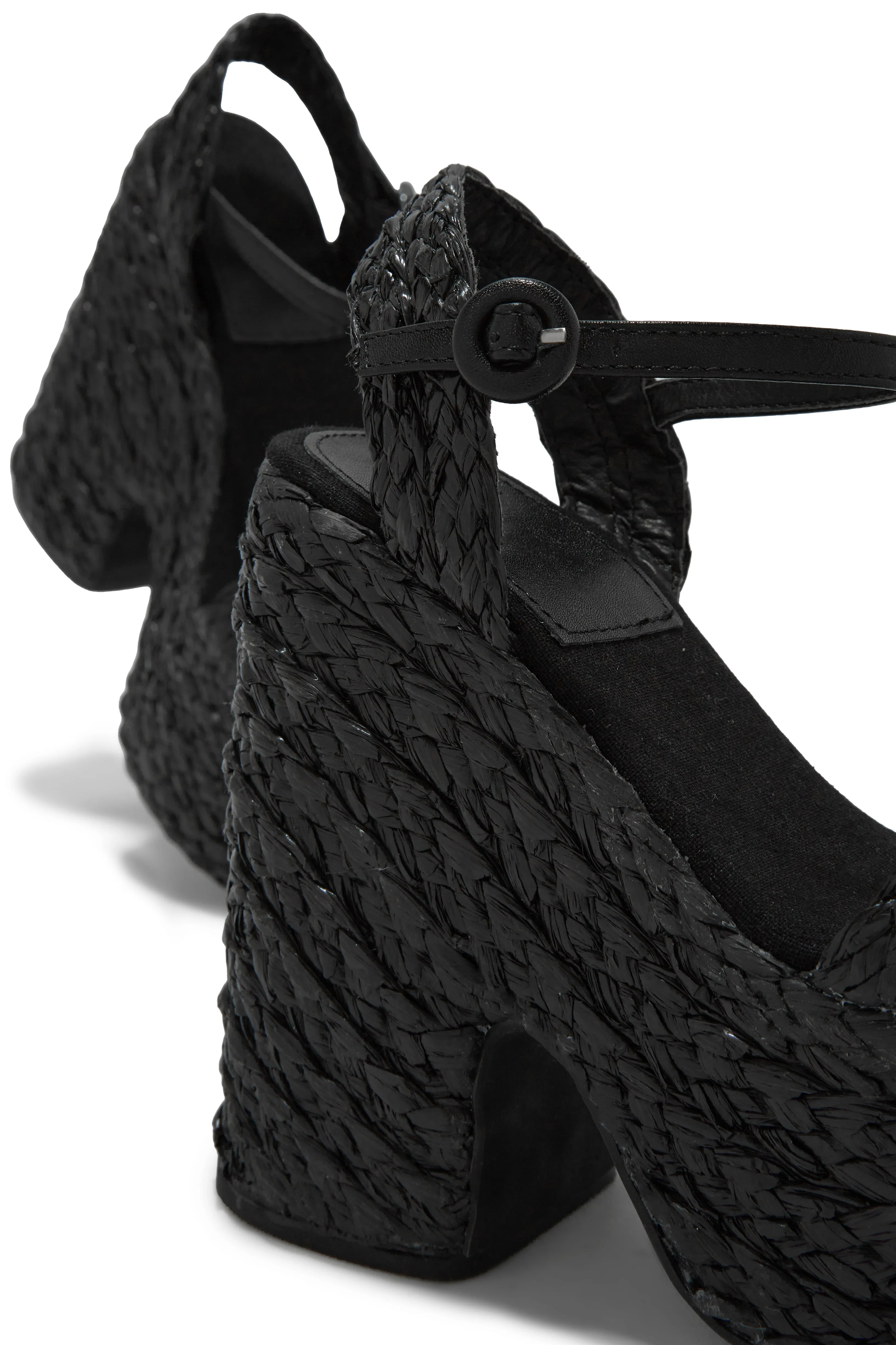 Tulum Streets Espadrille Platform Block Heels - Black