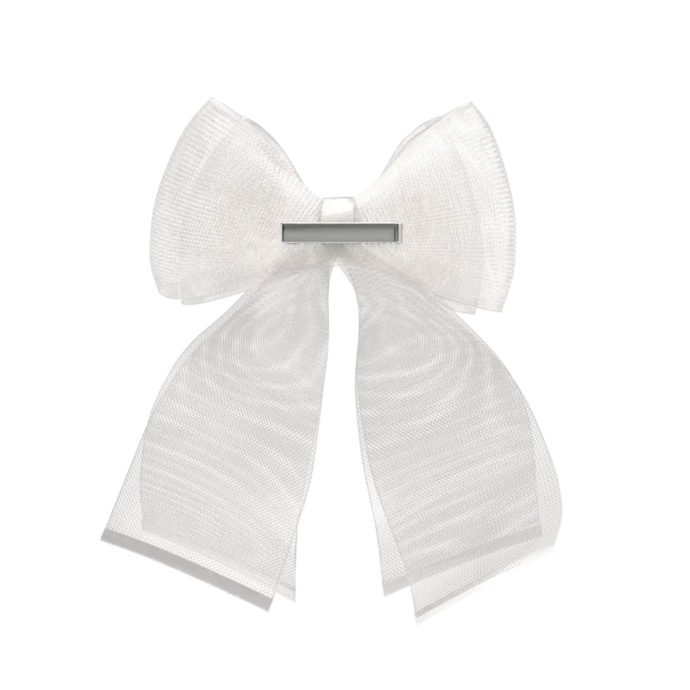 White Tulle Bow Clip