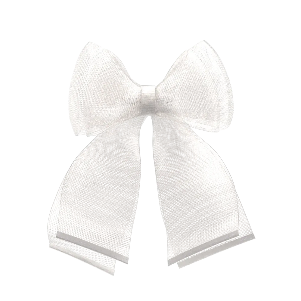 White Tulle Bow Clip