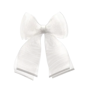 White Tulle Bow Clip