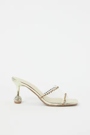 Women Gold Vinyl Mule