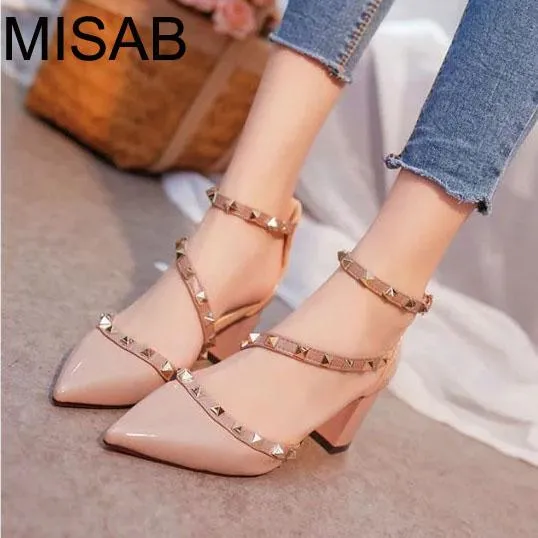 Women pumps fashion rivets women sandals comfortable middle heels quality platform high heels summer autumn heels wedding