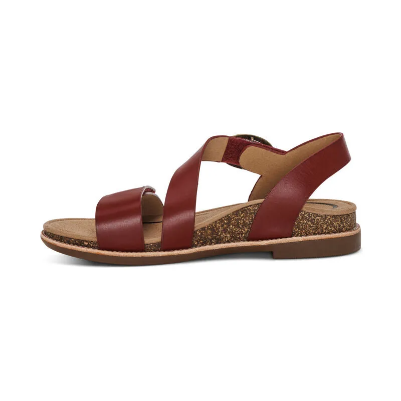 Women's Aetrex Tamara Asymmetrical Quarter Strap Sandal Color: Red