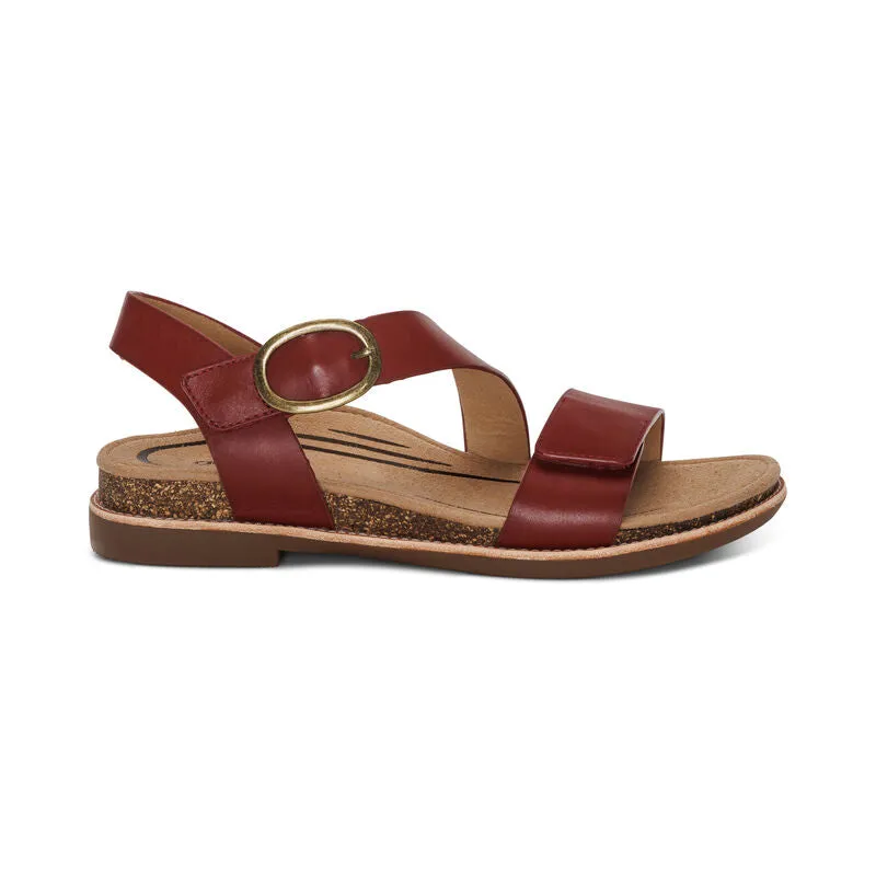 Women's Aetrex Tamara Asymmetrical Quarter Strap Sandal Color: Red