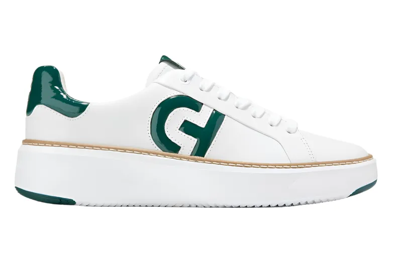 WOMEN'S COLE HAAN GRANDPRØ TOPSPIN SNEAKER | WHITE / PINE PATENT